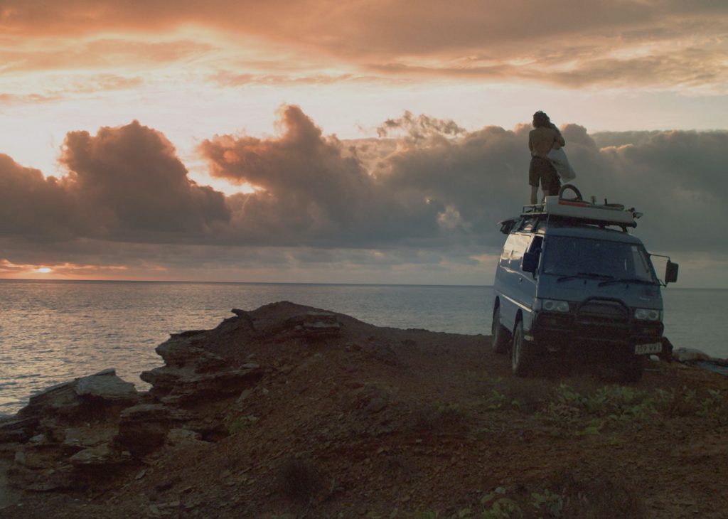 Two travellers embrace in the Van Life film - cinematography by Paul Donnelly